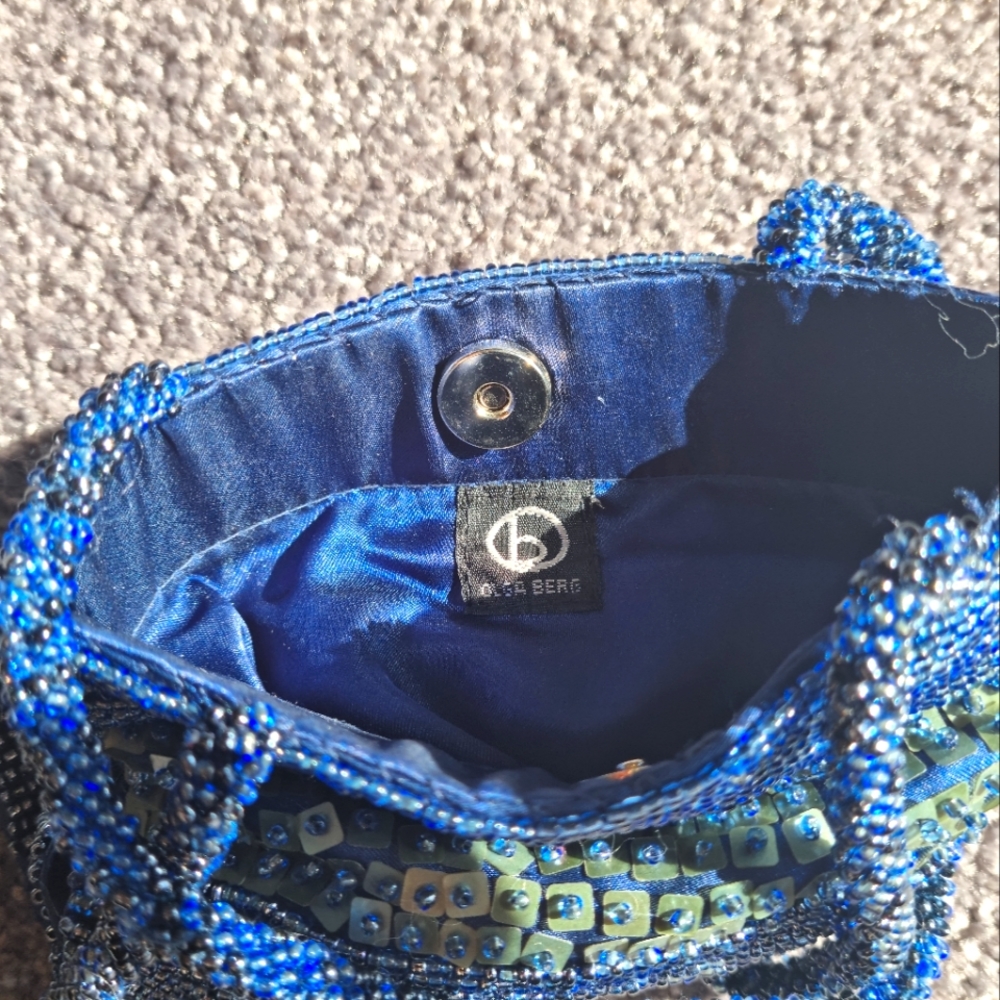 OLGA BERG blue beaded handbag - Picture 2 of 3